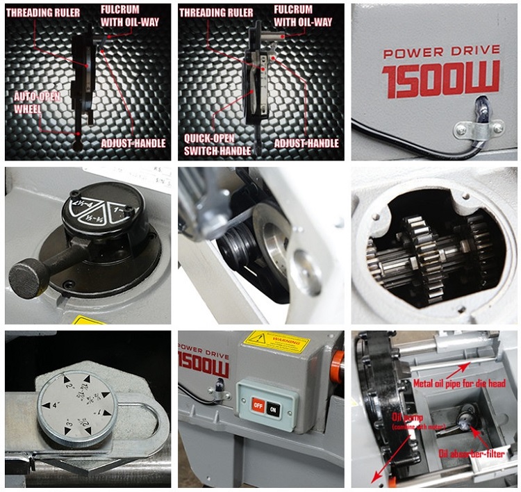 1500w Induction motor pipe threading machine