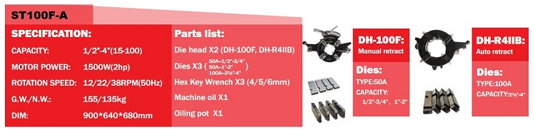 1500w Induction motor pipe threading machine